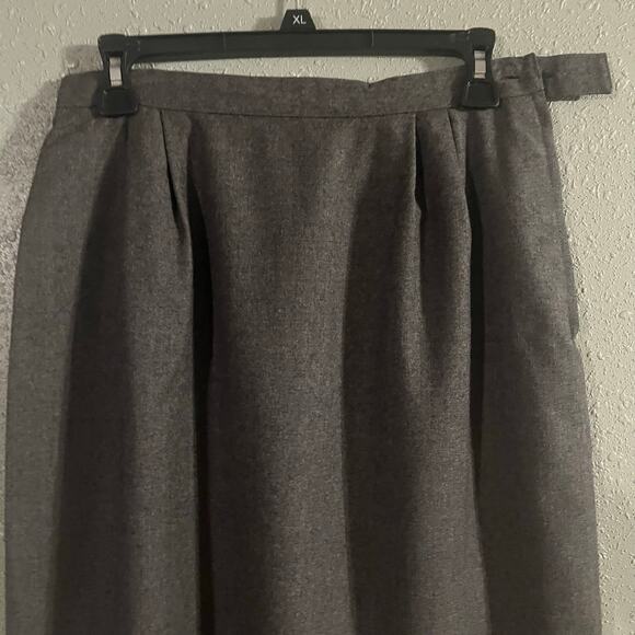 Vtg I. Magnin Women's Grey Wool Knee Length Skirt Sz10 Dark Feminine Elegant - Picture 2 of 11